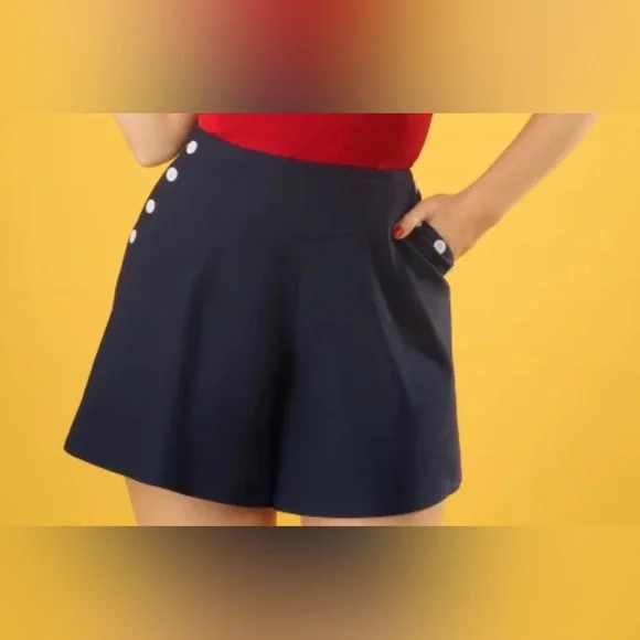 Voodoo Vixen Polly Swing Shorts Navy - Picture 6 of 6